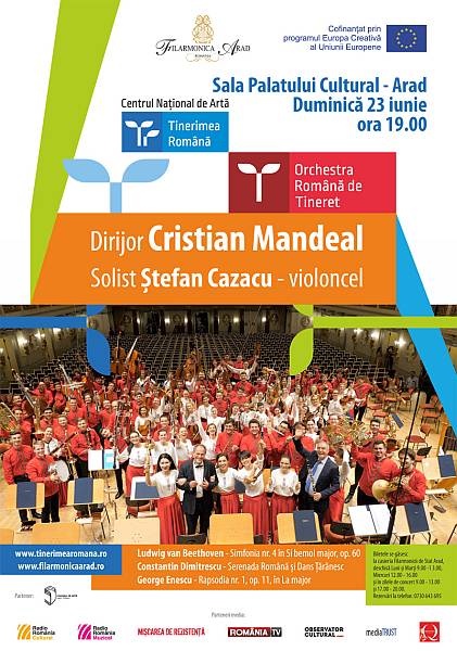 Orchestra Română de Tineret dirijată de Cristian Mandeal în concert la Arad